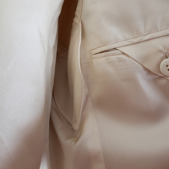 Oscar de la Renta Wool Suit Coat Jacket Cream Luxury Mens Evening Attire Holiday - Picture 8 of 13